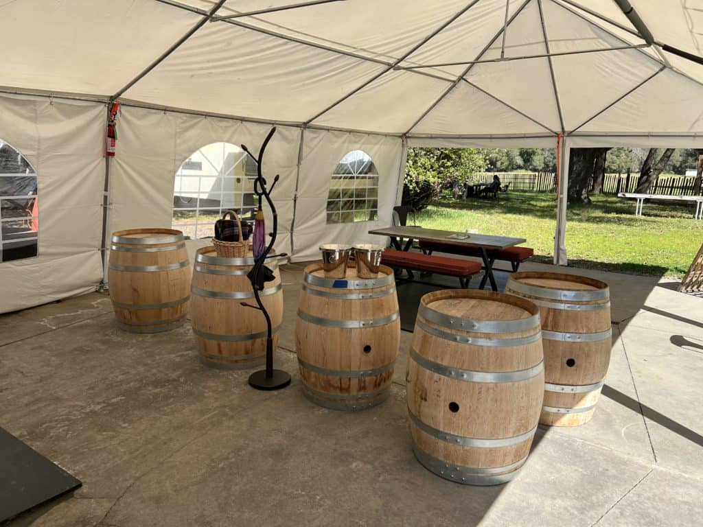 Wine Barrels in Event Tent