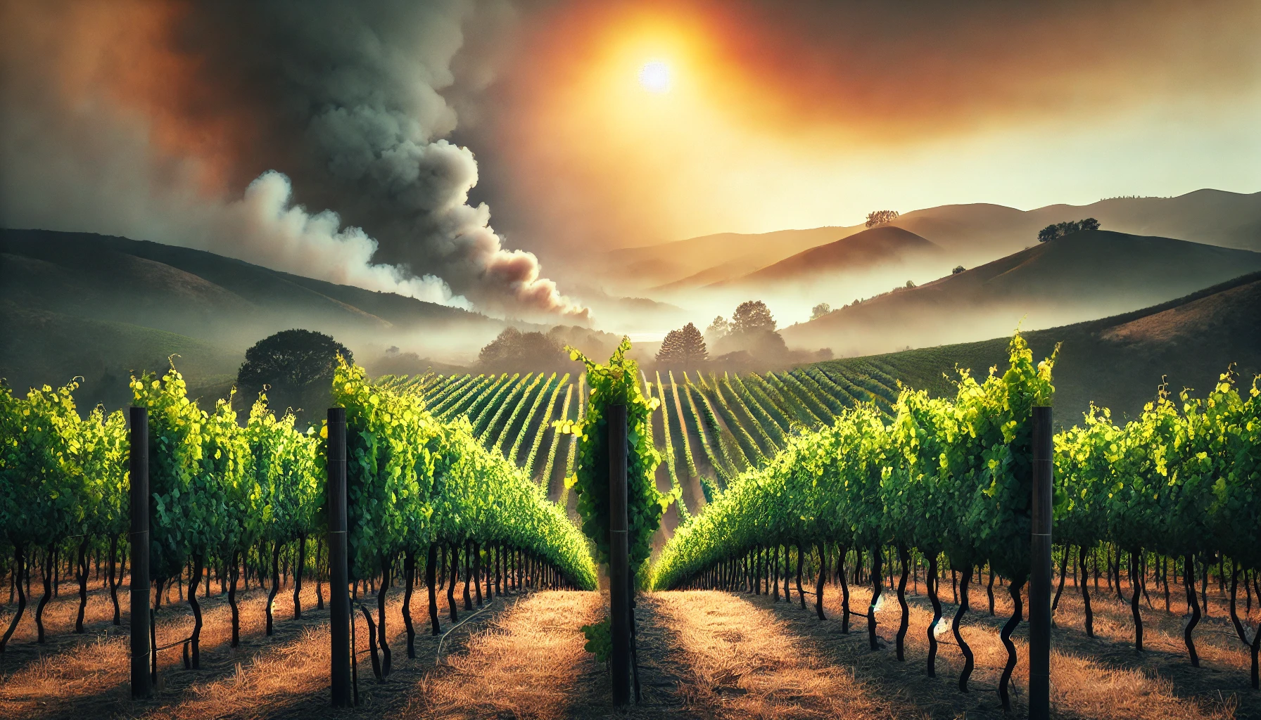 smoke in vineyard